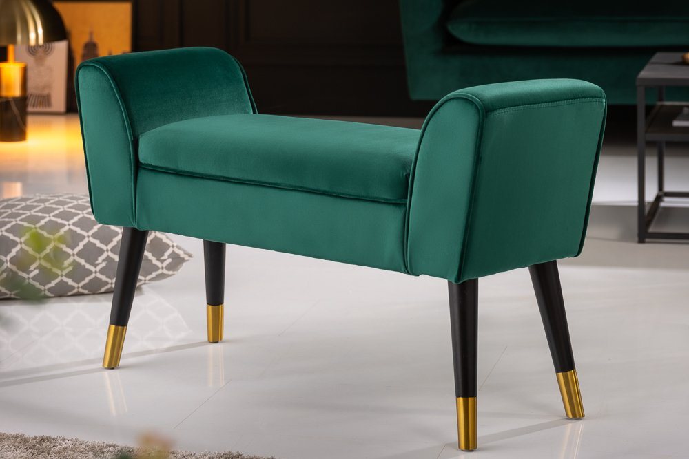 riess-ambiente Sitzbank SCARLETT 90cm smaragdgrün (Einzelartikel, 1-St), Flur · Samt · Metall · Schlafzimmer · Retro Design von riess-ambiente