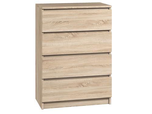 roe furniture Kommode mit 4 Schubladen - Modern Schubladenschrank - Komodenschrank - Schubladenkommode 70 cm Breit - Sonoma von roe furniture