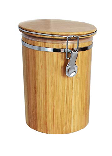 rukauf 1,5 Liter Bambus-Holz Vorrats-Dose aromadicht Bügelverschluss Vorratsbehälter Frischhalte-Behälter Aufbewahrungs-Box Kaffeedose von rukauf