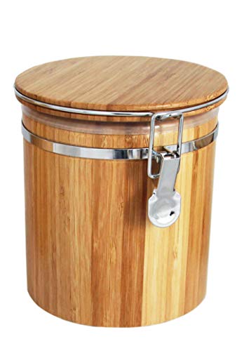 rukauf 1 Liter Bambus-Holz Vorrats-Dose aromadicht Bügelverschluss Vorratsbehälter Frischhalte-Behälter Aufbewahrungs-Box Kaffeedose von rukauf