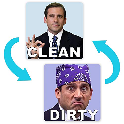 Michael Scott Prison Mike Geschirrspüler Magnet Clean Dirty Schild Aufkleber Stärkster Magnet Doppelseitiger Flip mit Metall-Magnetplatte Universal Küche Geschirrspüler Reversible Indikator von saizone