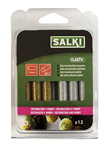 SALKI 430206-blister 12 Sie Schwanz termoencolar Ø11.5 x 95 mm Pailletten Gold/Silber von salki