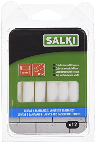 Salki Packung mit 12 Stäben aus heißem Silikon für Dichtungen und Sanitärprodukte, weiß, 12 mm von salki