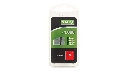 SALKI Drahtklammern Nr. 53 - Blisterpackung mit 1000 Stück. Heftklammern mit einer Länge von 8 mm 86805308 Grün von salki