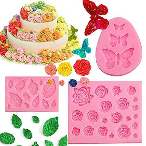 scalingscal 3 Stück Silikonformen Blumen Silikonform für Schokolade Silikon Formen Fondant 3D Blumen Form Silikon Backform für Candy Kuchen Dekoration DIY Backen Dekoration Werkzeug von scalingscal