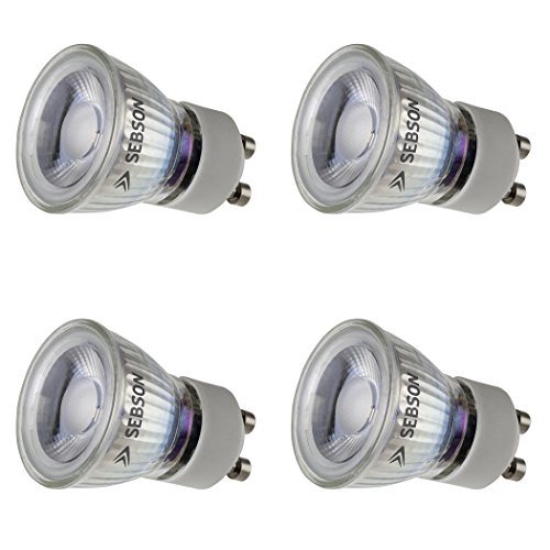 SEBSON LED Lampe GU10 warmweiß 3W, ersetzt 25W Halogenlampe, 35mm Durchmesser, 250lm, Spot 46°, 230V, 4er Pack von SEBSON