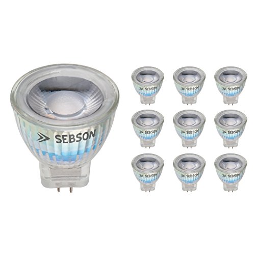 SEBSON LED Lampe GU4/ MR11 warmweiß 3W, ersetzt 20W Glühlampe, 220 Lumen, LED Spotlight 36°, 12V DC, ø35x40mm, 10er Pack von SEBSON