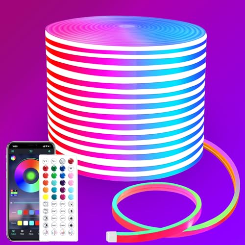 segrass 15m Neon Led strip，APP Steuerung,mit Fernbedienung, IP65 wasserdichte flexible Neon LED Streifen, 24V Rgb LED band Neon Seil Lampe, anwendbar auf Schlafzimmer, Raum und Außendekoration von segrass