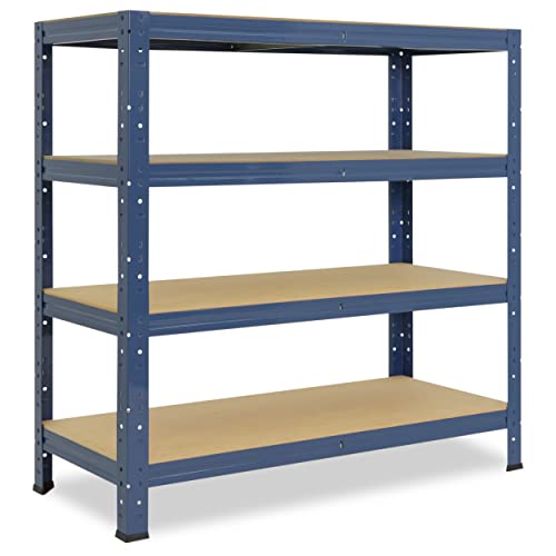 shelfplaza® 100x30x40cm Home Schwerlastregal blau/Metallregal mit 4 Böden/Kellerregal Metall, Garagenregal, Werkstattregal oder Regal Lagerregal/Steckregal Metall mit 175kg Tragkraft von shelfplaza