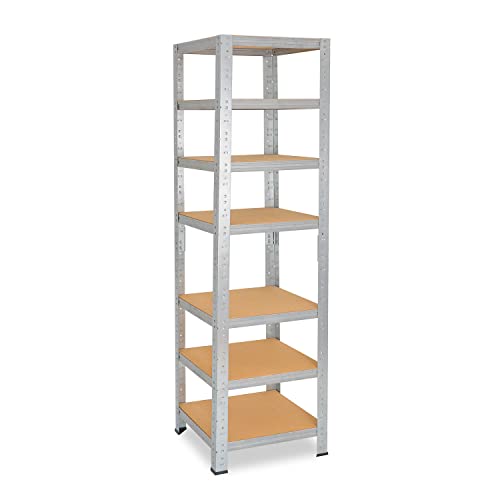 shelfplaza® 200x30x30cm Home Schwerlastregal verzinkt/Metallregal mit 7 Böden/Kellerregal Metall, Garagenregal, Werkstattregal oder Regal Lagerregal/Steckregal Metall mit 125kg Tragkraft von shelfplaza