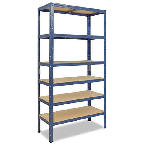 shelfplaza® 230x50x40cm Home Schwerlastregal blau/Metallregal mit 6 Böden/Kellerregal Metall, Garagenregal, Werkstattregal oder Regal Lagerregal/Steckregal Metall mit 145kg Tragkraft von shelfplaza