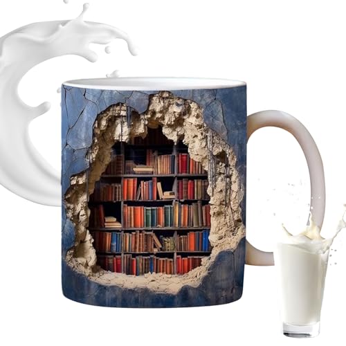 shizuku 3D Bookshelf Mug | Bibliothek Bücherregal Becher | 3D Bücherregal Tasse | Creative Space Design Mehrzweckbecher | Bibliotheks Bücherregal Tasse | Keramik Bücherregal Kaffeetasse Buchliebhaber von shizuku