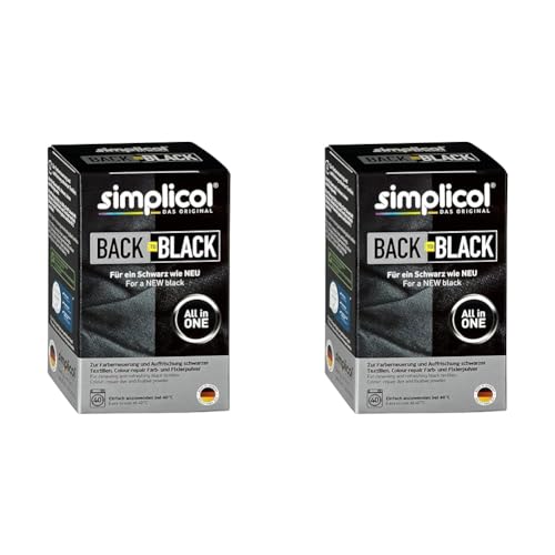 simplicol Farberneuerung Back-to-Black, Schwarz: Farbauffrischung und -Erneuerung in der Waschmaschine, Hautfreundlich, All-in-1 DIY Färbemischung mit Textilfarbe für Stoffe (Packung mit 2) von simplicol