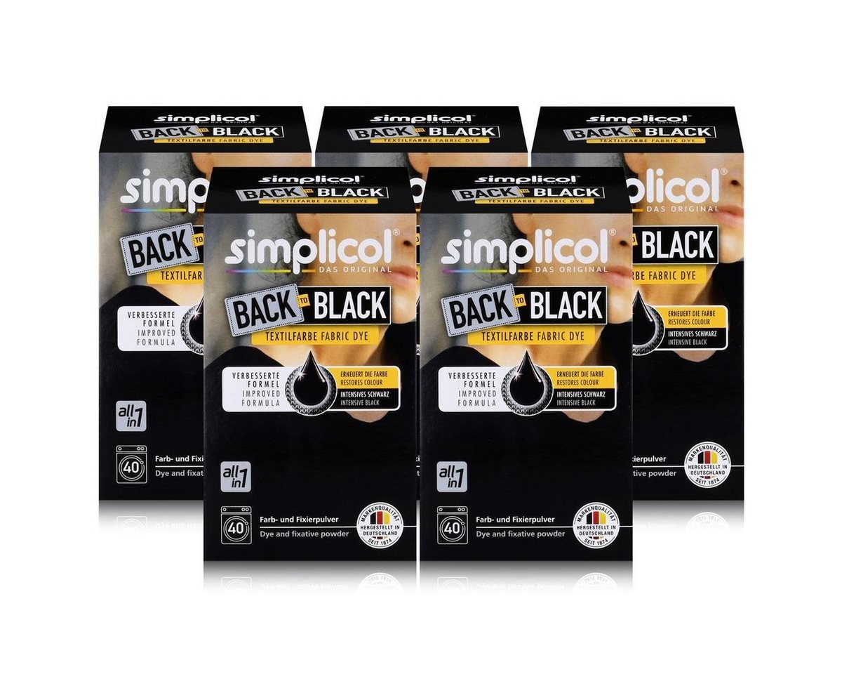 simplicol Textilfarbe Simplicol Textilfarbe Back to Black 400g - Erneuert die Farbe (5er Pac von simplicol