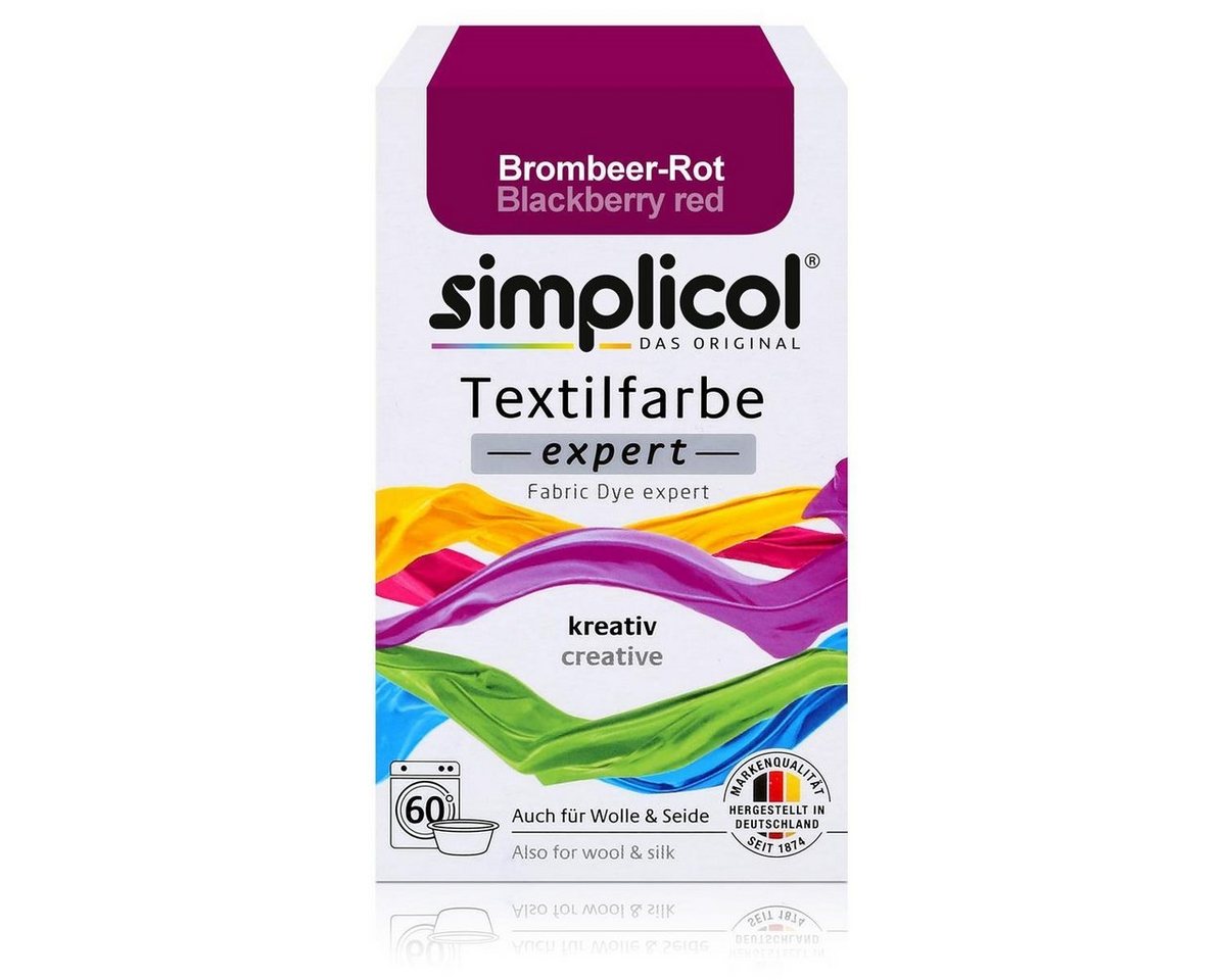 simplicol Textilfarbe Simplicol Textilfarbe expert Brombeer-Rot 150g - Farbe zum Färben (1er von simplicol