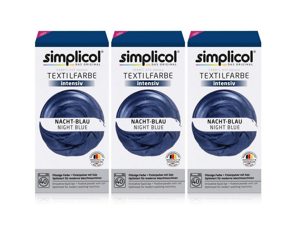 simplicol Textilfarbe Simplicol Textilfarbe intensiv Nacht-Blau - Einfaches Färben (3er Pack von simplicol
