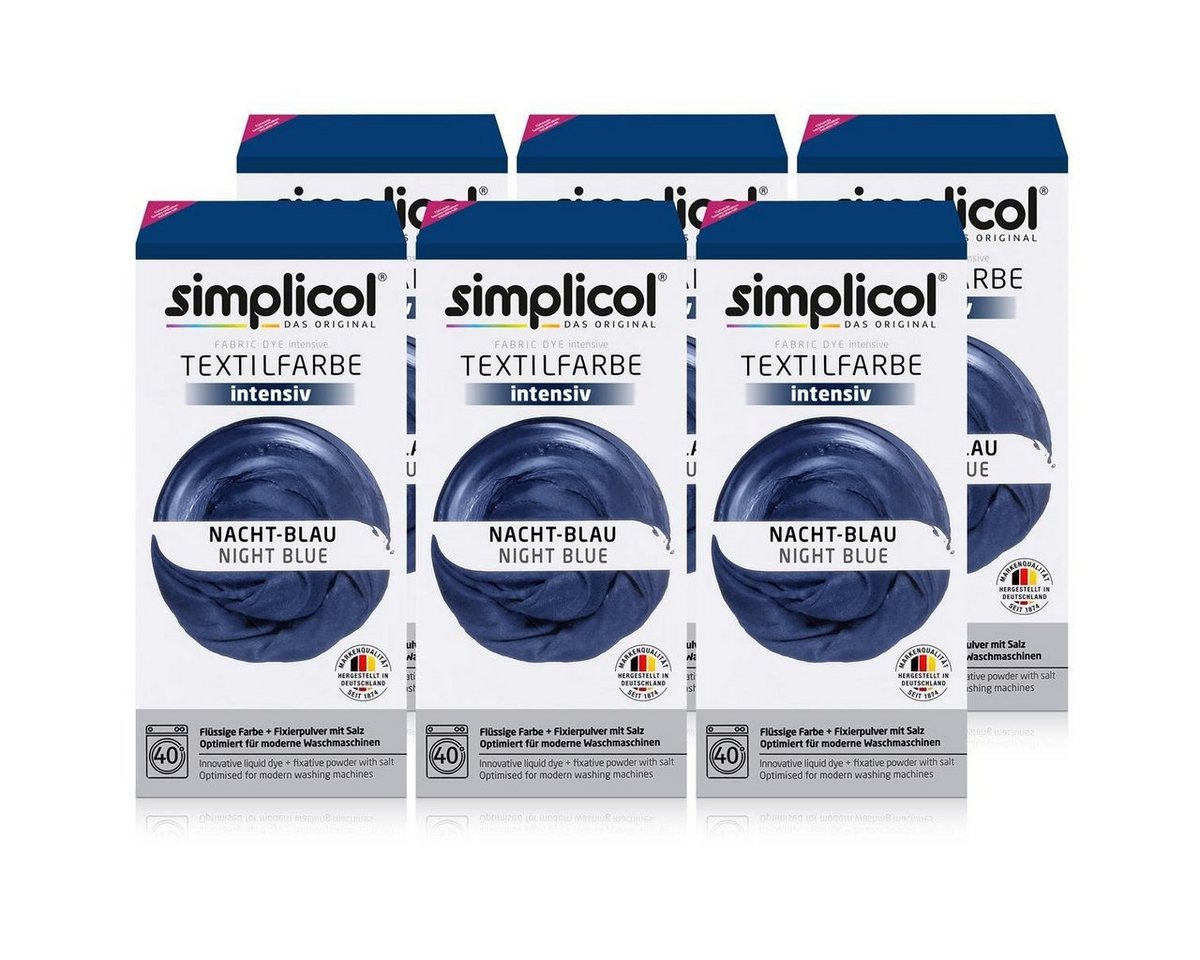 simplicol Textilfarbe Simplicol Textilfarbe intensiv Nacht-Blau - Einfaches Färben (6er Pack von simplicol