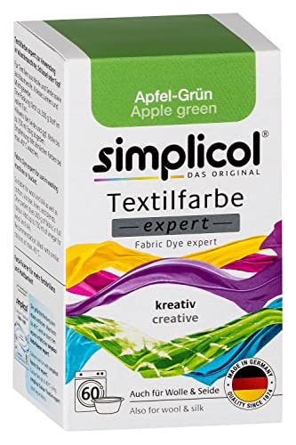 simplicol Textilfarbe expert Apfel-Grün 1714 - Zum Umfärben und Auffrischen von Kleidung, Waschmaschinenfest, für Baumwolle, Wolle, Seide, Leinen, Viskose & Mischgewebe von simplicol