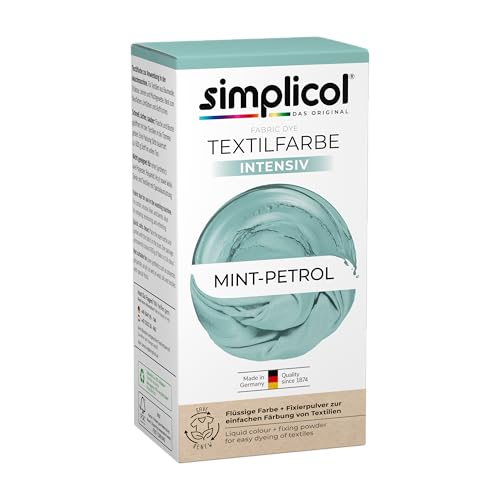 simplicol Textilfarbe intensiv, Mint-Petrol 1027251, Einfaches Färben in der Waschmaschine, All-in-1 Komplettpackung, 1 Pack von simplicol