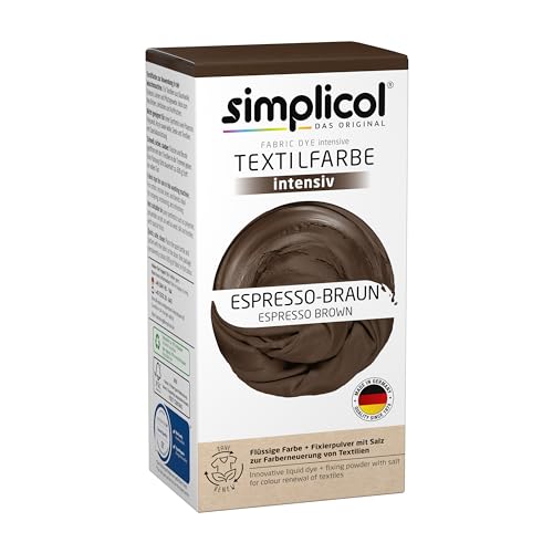 simplicol Textilfarbe intensiv (18 Farben), Espresso-Braun 1816, Dunkelbraun: Einfaches Färben in der Waschmaschine von simplicol