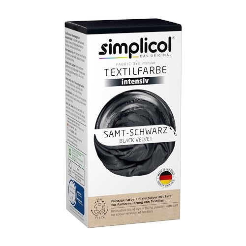 simplicol Textilfarbe intensiv (18 Farben), Samt Schwarz 1818: Einfaches Färben in der Waschmaschine, All-in-1 Komplettpackung von simplicol