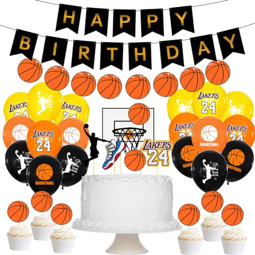 simyron 31 Stück Deko Basketball Geburtstag Happy Birthday Girlande Basketball Party Supplies Deko Kindergeburtstag für Geburtstagsdeko Themenparty geburtstagsdeko Jungen Kindergeburtstag deko von simyron