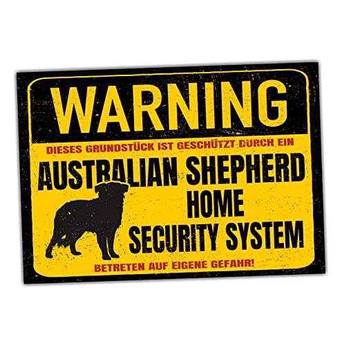 Australian Shepherd Aussie Dog Schild Warning Security System Türschild Hundeschild Warnschild von siviwonder