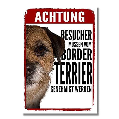 Border Terrier Genehmigung Dog Schild Spruch Türschild Hundeschild Warnschild von siviwonder