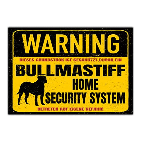 Bullmastiff Mastiff Dog Schild Warning Security System Türschild Hundeschild Warnschild von siviwonder