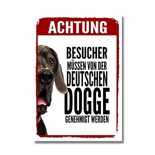 Deutsche Dogge 1 Genehmigung Dog Schild Spruch Türschild Hundeschild Warnschild von siviwonder