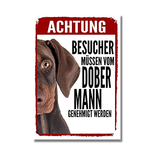 Dobermann Unkupiert 1 Genehmigung Dog Schild Spruch Türschild Hundeschild Warnschild von siviwonder