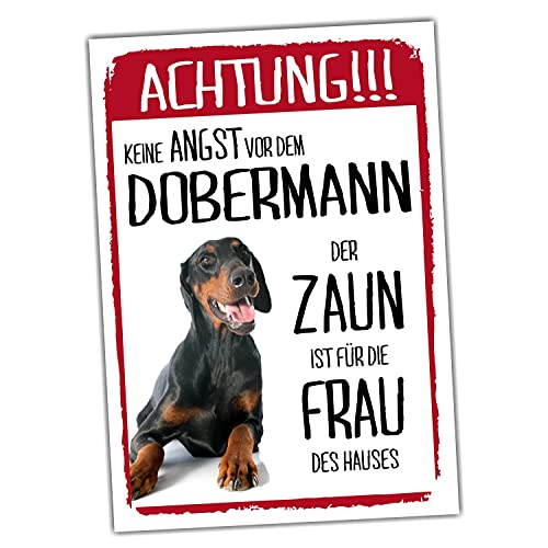 Dobermann Unkupiert Dog Schild Achtung Zaun Frau Spruch Türschild Hundeschild Warnschild Fun von siviwonder