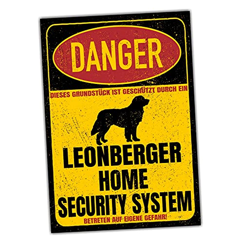 Leonberger Schild Danger Security System Türschild Hundeschild Warnschild Hund von siviwonder