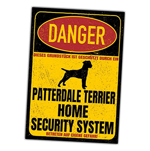 Patterdale Terrier Schild Danger Security System Türschild Hundeschild Warnschild Hund von siviwonder