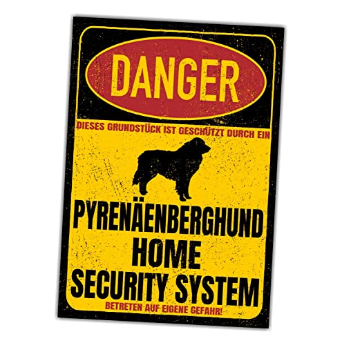 Pyrenäenberghund Schild Danger Security System Türschild Hundeschild Warnschild Hund Berg von siviwonder