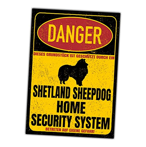Sheltie Shetland Sheepdog Schild Danger Security System Türschild Hundeschild Warnschild Hund von siviwonder