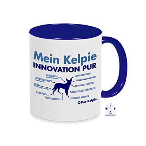 siviwonder Tasse Kaffeebecher Kelpie Innovation Teileliste Hund Hunde Fun blau von siviwonder