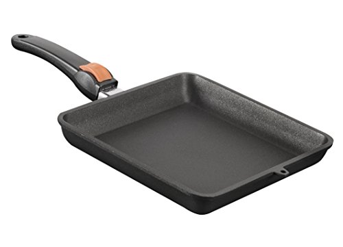 SKK 24414 Titan Induction, eckige Guss-Bratpfanne, 24 x 24 x 4 cm, antihaft-beschichtete Pfanne, induktionsgeeignet, keramisch verstärkt, mit abnehmbarem Griff, Backofen-fest, Made in Germany von SKK