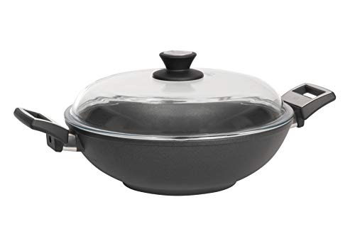 SKK 2751 Titan Induction, Guss-Wok ø 32cm, antihaft-beschichtete Pfanne, induktionsgeeignet, keramisch verstärkt, mit Seitengriffen, Backofen-fest, Made in Germany von SKK