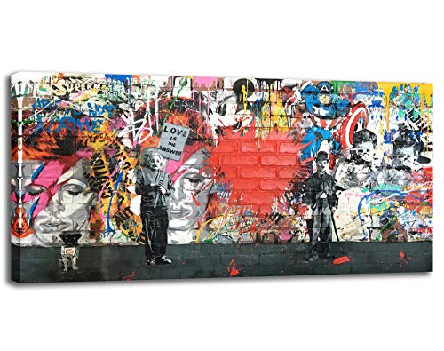 Banksy Leinwandbild, abstrakte Graffiti-Street-Art, Leinwand-Kunst, Kunstdrucke für Wohnzimmer, Büro, Heimdekoration 60x120cm von sky art