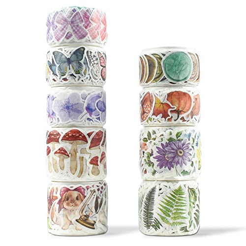 skytowards 9 Rollen Washi Tape Set Masking Klebeband Vintage DIY Papier Tape Sticker Washi Scrapbooking Klebeband Blumen blütenblatt Plants Tiere Washi Band für DIY Handwerk Scrapbooking Bullet von skytowards