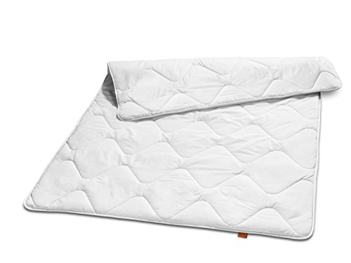 sleepling 190059 Basic 300 leichte Sommerdecke Sommerbettdecke aus 100% Baumwolle Satin 200 x 200 cm, weiß von sleepling
