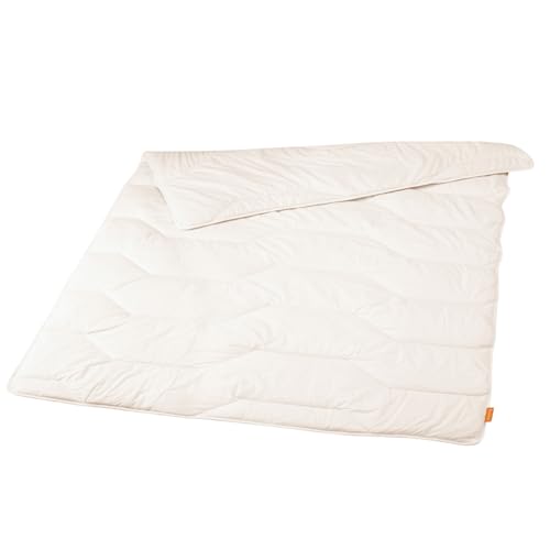 sleepling Schurwolle Sommerdecke Bezug 100% Baumwolle leichte Bettdecke 155 x 220 cm, weiß von sleepling