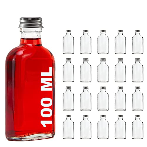 slkfactory 20 Leere Glasflaschen 100 ml TASCHI mit Schraubverschluss zum selbst Abfüllen 0,1 Liter l Likörflaschen Schnapsflaschen Essigflaschen Ölflaschen von slkfactory