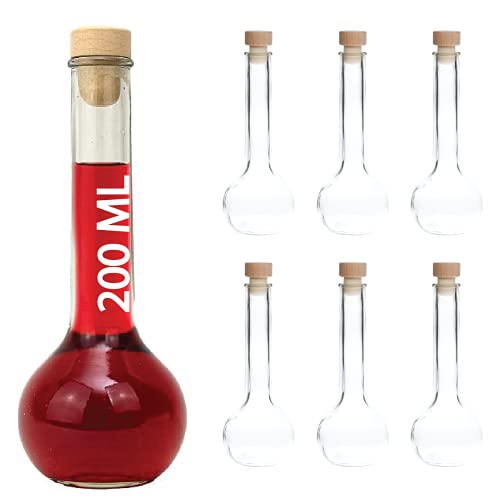 6 leere Glasflaschen 200ml TUL-HGK Flaschen 200ml mit Saftflaschen 0,2 Liter l Likörflaschen Schnapsflaschen Essigflaschen Ölflaschen zum selbst befallen von slkfactory von slkfactory