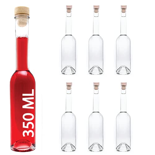6 x Glasflaschen 350 ml OPI-HGK Flaschen zum selbst Abfüllen 0,35 Liter l Likörflaschen Schnapsflaschen Essigflaschen Ölflaschen von slkfactory von slkfactory
