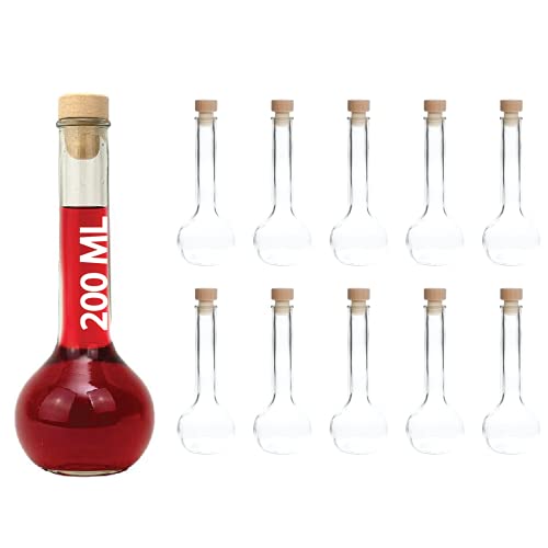 slkfactory 10 Leere Glasflaschen 200 ml TUL-HGK zum selbst Abfüllen Flasche 0,2 Liter l Likörflaschen Schnapsflaschen Essigflaschen Ölflaschen Saftflasche Weinflasche von slkfactory