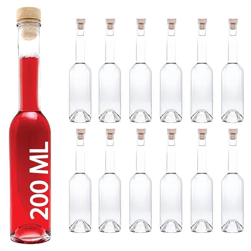 slkfactory 12 leere Glasflaschen 200 ml OPI-HGK kleine Flaschen mit Griffkorken Verschluss 0,2 Liter l Likörflaschen 200ml Schnapsflaschen Essigflaschen Ölflaschen (12 x 200 ml) von slkfactory