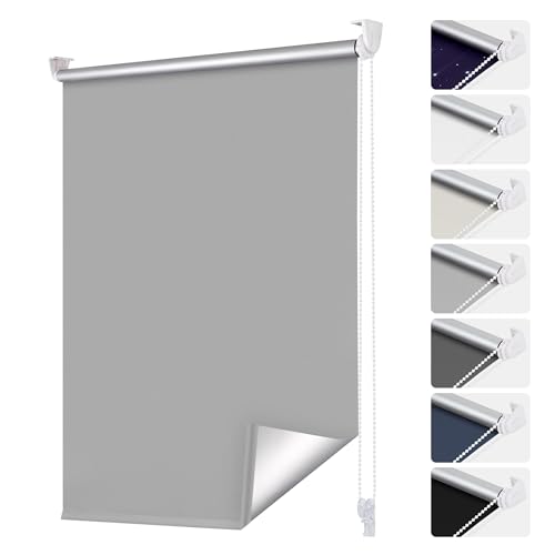 smartdemo Verdunklungsrollo ohne Bohren & mit Bohren, Klemmrollo Fensterrollo Grau 105x140cm (BxH), Thermorollo Sichtschutz und Sonnenchutz, Klemmrollo rollos für Fenster & Tür von smartdemo