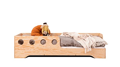smartwood TILA 5P Kinderbett 100x200 mit Lattenrost und Rausfallschutz - Neuheit - Holz Kinderbett für Jungen & Mädchen - vielseitiges Montessori Bett mit Rausfallschutz und Lattenrost 200x100 cm. von smartwood